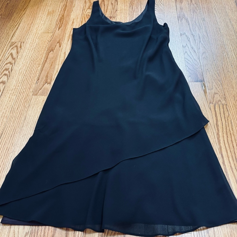 Vintage USA 90s Y2K Jessica Simpson Black Sleeveless Layered Ruffle Hem Dress - Picture 16 of 16